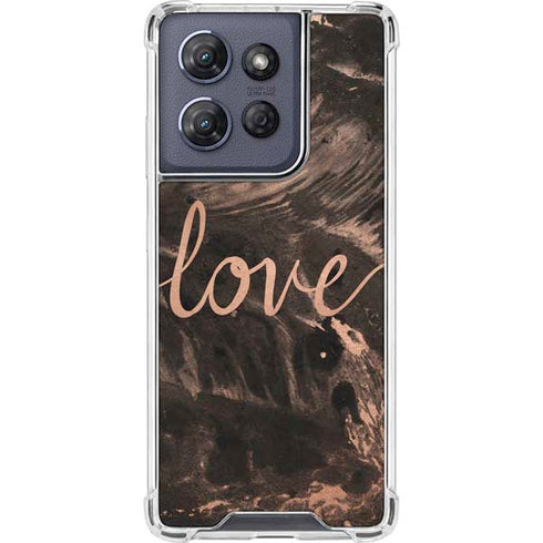 Love Rose Gold Black Moto G 5G (2025) Clear Case