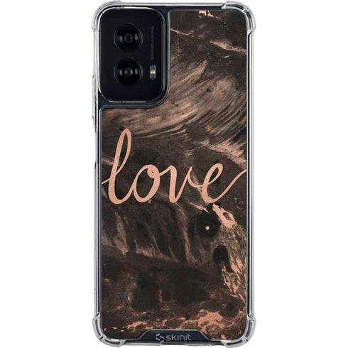 Love Rose Gold Black Moto G Power 5G (2024) Clear Case