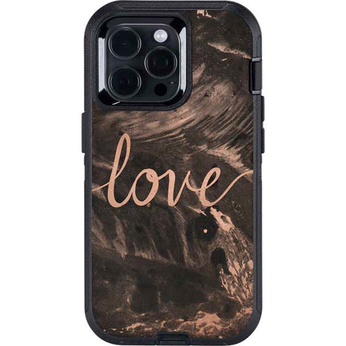 Love Rose Gold Black Otterbox Defender iPhone Skin