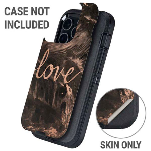 Love Rose Gold Black Otterbox Defender iPhone Skin