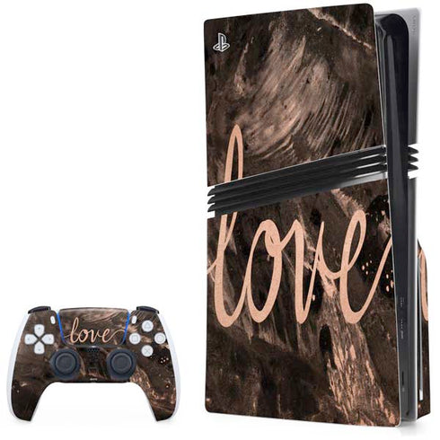 Love Rose Gold Black PS5 Pro Disk Bundle Skin