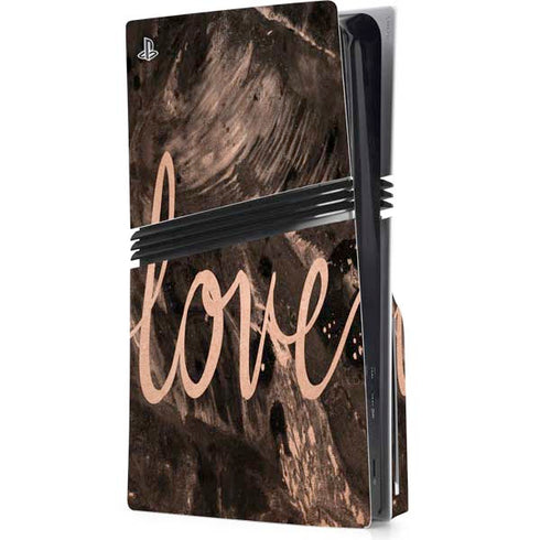 Love Rose Gold Black PS5 Pro Disk Console Skin