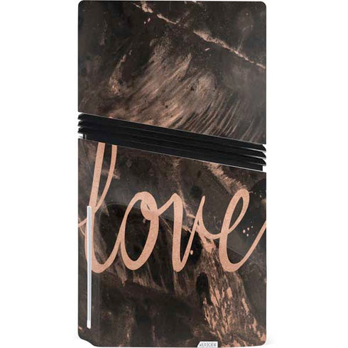 Love Rose Gold Black PS5 Pro Disk Console Skin