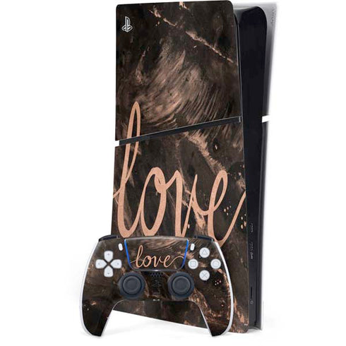Love Rose Gold Black PlayStation PS5 Skins