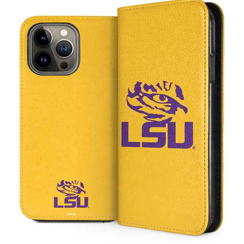 Louisiana State University - LSU Tiger Eye Logo Yellow iPhone 14 Pro Max Folio Case