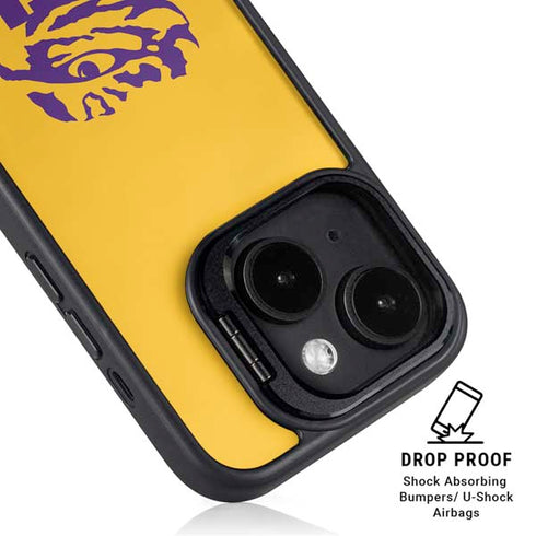 LSU Tiger Eye Logo Yellow iPhone 15 Plus Kickstand Case