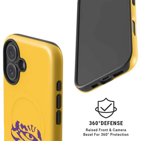 LSU Tiger Eye Logo Yellow iPhone 16 Magsafe Impact Case