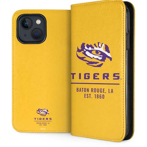LSU Tigers Baton Rouge Yellow iPhone 15 Plus Folio Case