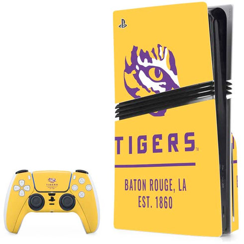 LSU Tigers Baton Rouge Yellow PS5 Pro Disk Bundle Skin