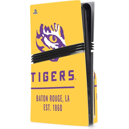 LSU Tigers Baton Rouge Yellow PS5 Pro Disk Console Skin