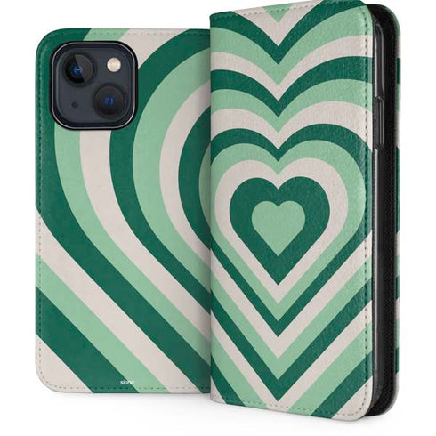 Lucky Heart Pattern iPhone 15 Plus Folio Case