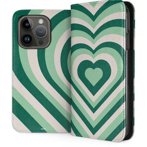 Lucky Heart Pattern iPhone 15 Pro Folio Case