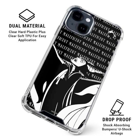 Disney Villains Maleficent Black and White iPhone 15 Clear Case