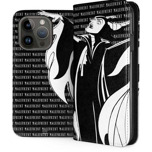 Disney Villains Maleficent Black and White iPhone 15 Pro Folio Case