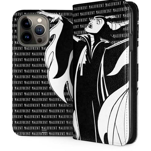 Disney Villains Maleficent Black and White iPhone 15 Pro Max Folio Case