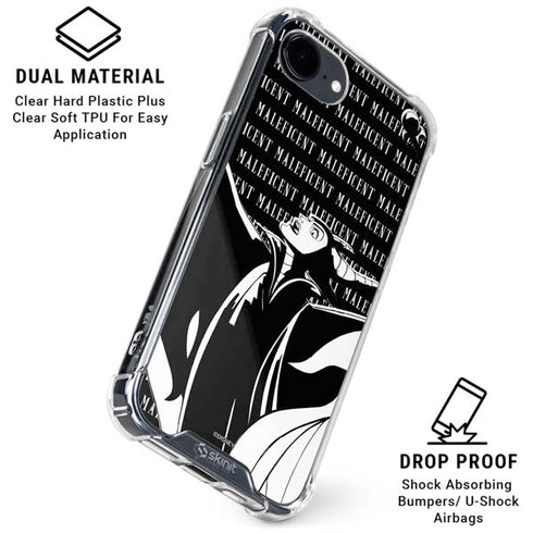 Disney Villains Maleficent Black and White iPhone 16e Clear Case
