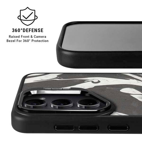 Marbleized Black Galaxy S25 Kickstand Case