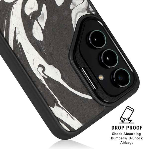 Marbleized Black Galaxy S25 Kickstand Case