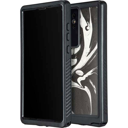 Marbleized Black Galaxy S24 Ultra Waterproof Case