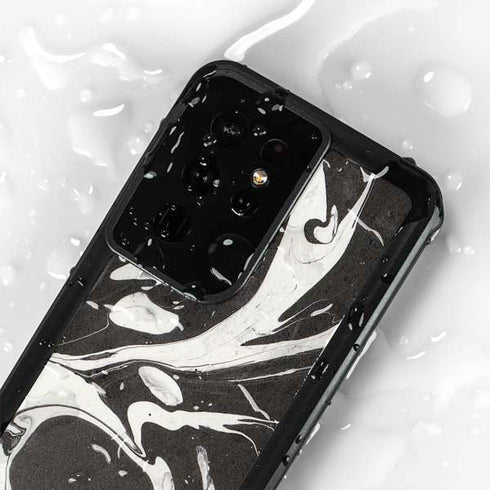Marbleized Black Galaxy S24 Ultra Waterproof Case