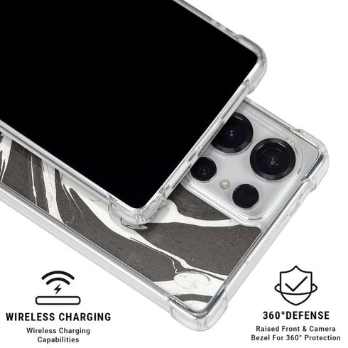 Marbleized Black Galaxy S25 Ultra Clear Case