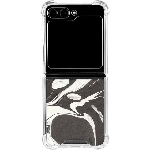 Marbleized Black Galaxy Z Flip6 Clear Case