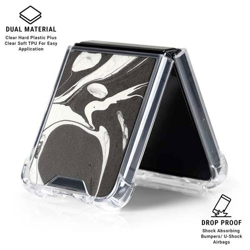 Marbleized Black Galaxy Z Flip6 Clear Case