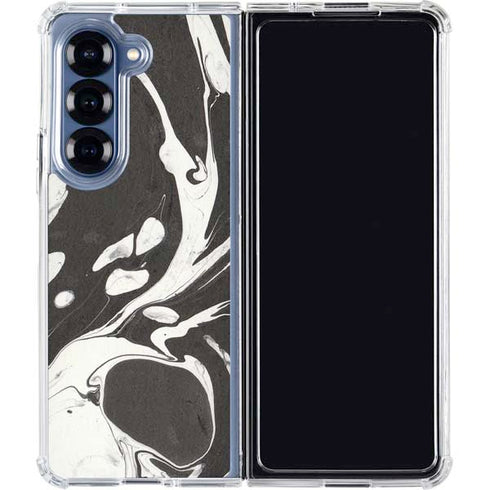 Marbleized Black Galaxy Z Fold6 Clear Case