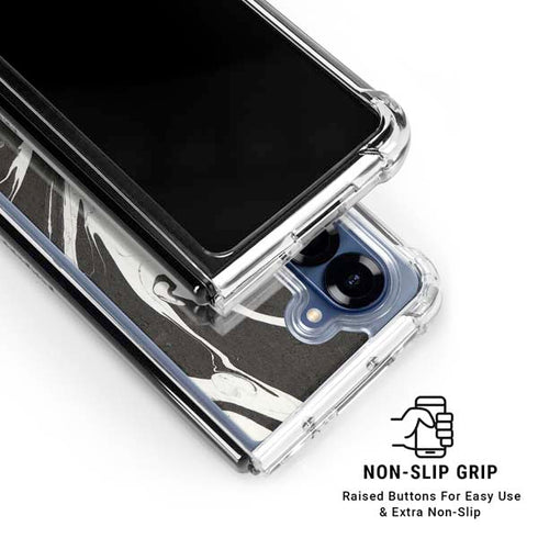 Marbleized Black Galaxy Z Fold6 Clear Case