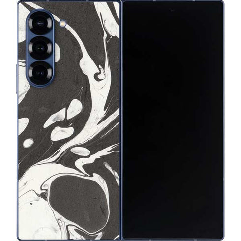 Marbleized Black Galaxy Z Fold6 Skin