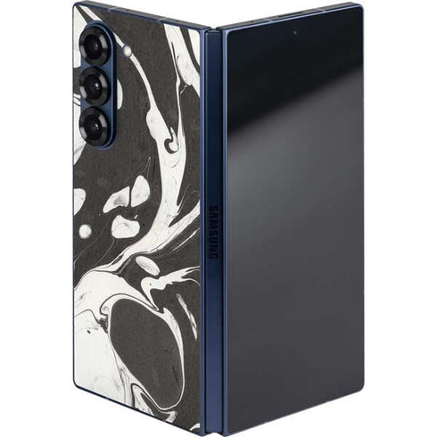 Marbleized Black Galaxy Z Fold6 Skin