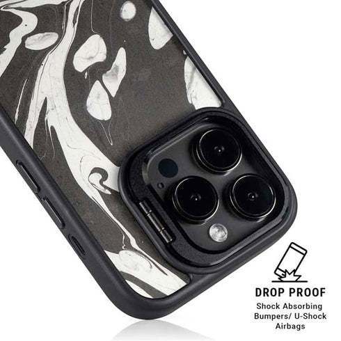 Marbleized Black iPhone 14 Pro Kickstand Case