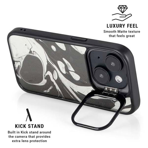 Marbleized Black iPhone 15 Kickstand Case