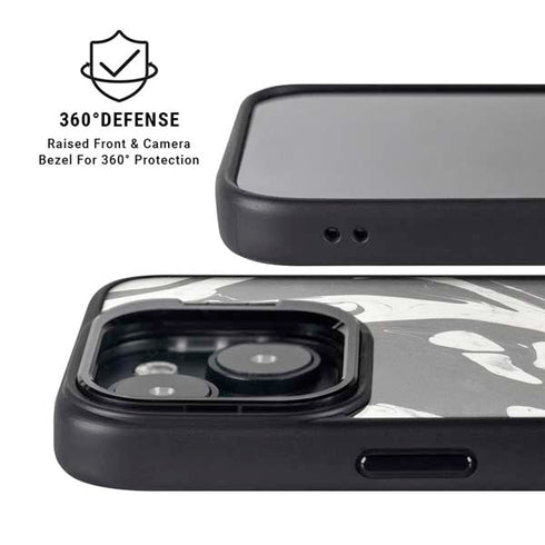 Marbleized Black iPhone 15 Kickstand Case