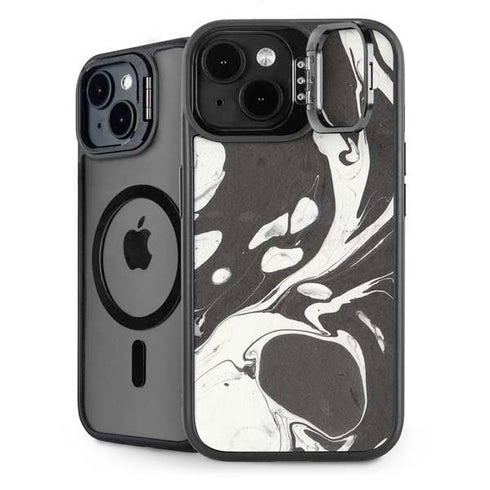 Marbleized Black iPhone 15 Plus Kickstand Case