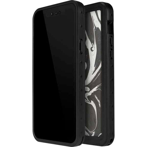 Marbleized Black iPhone 15 Plus Waterproof Case