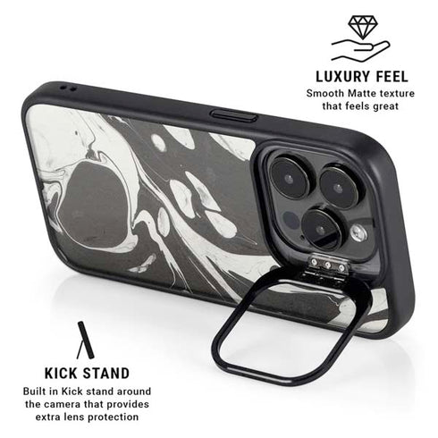 Marbleized Black iPhone 15 Pro Max Kickstand Case