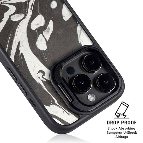Marbleized Black iPhone 15 Pro Max Kickstand Case
