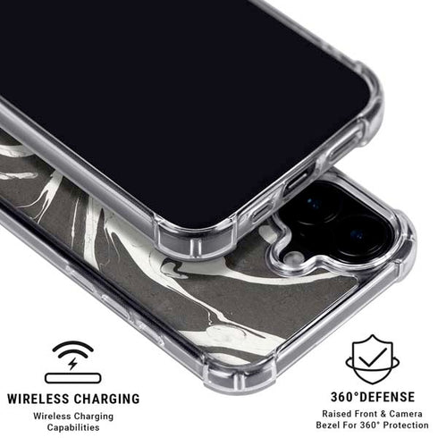Marbleized Black iPhone 16 Clear Case