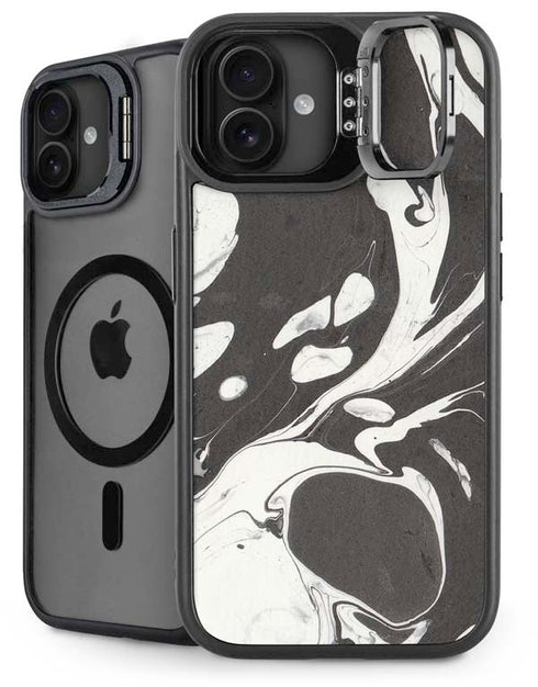Marbleized Black iPhone 16 Kickstand Case