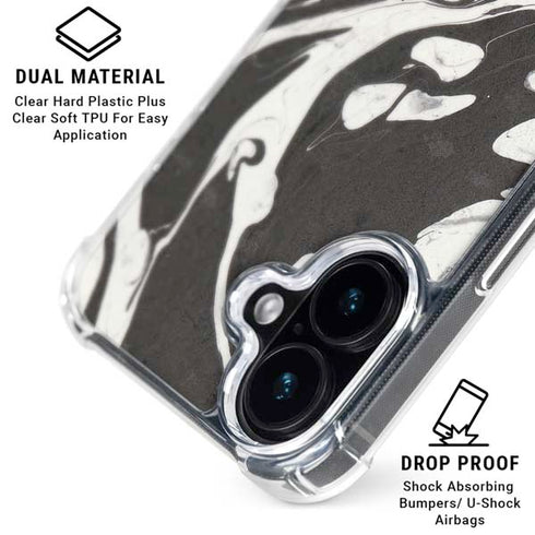 Marbleized Black iPhone 16 Plus Clear Case