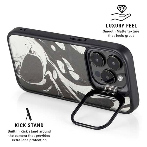 Marbleized Black iPhone 16 Pro Max Kickstand Case