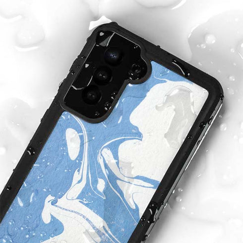Marbleized Blue Galaxy S24 Plus Waterproof Case