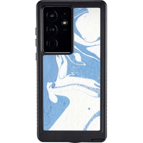 Marbleized Blue Galaxy S24 Ultra Waterproof Case
