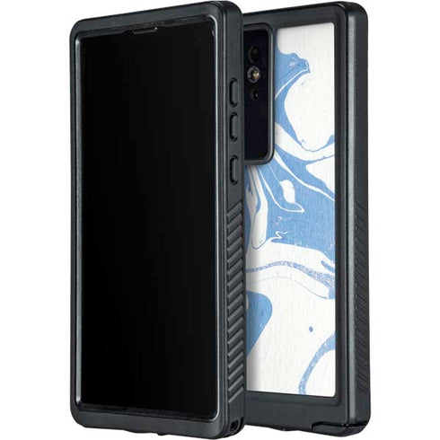 Marbleized Blue Galaxy S24 Ultra Waterproof Case