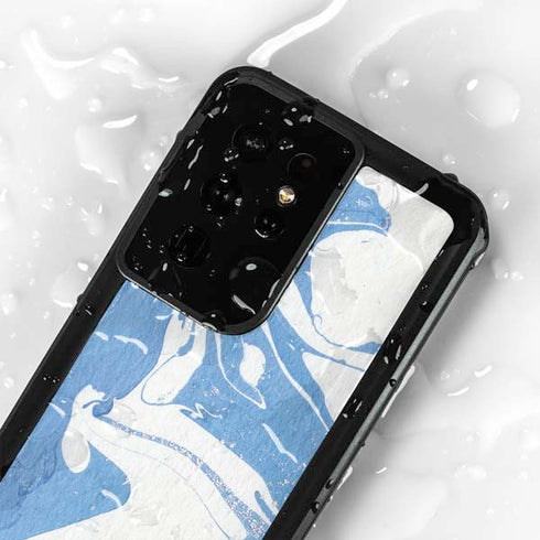 Marbleized Blue Galaxy S24 Ultra Waterproof Case