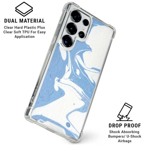 Marbleized Blue Galaxy S25 Ultra Clear Case