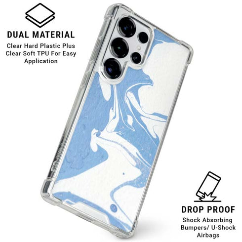 Marbleized Blue Galaxy S26 Ultra Clear Case