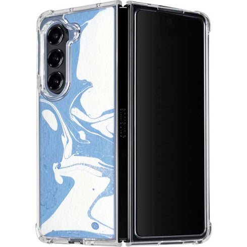 Marbleized Blue Galaxy Z Fold5 5G Clear Case