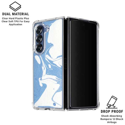 Marbleized Blue Galaxy Z Fold6 Clear Case